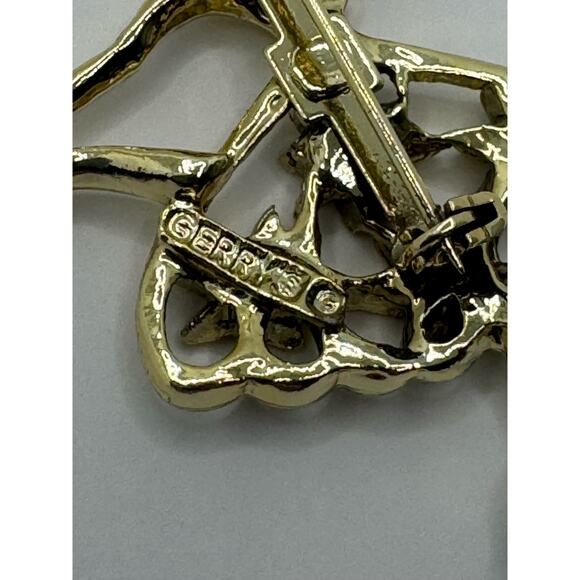 GERRYS Vintage Ballerina Gold Tone Brooch Pin Dancer Green Rhinestones - Picture 3 of 4